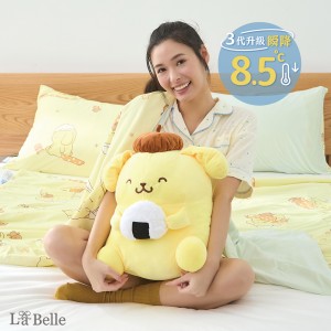 (超值組合)義大利La Belle《Sanrio-布丁狗唔唔睏zZ》ICECOOL眠綿冰蠶絲蛋白抗菌涼感涼被+舒柔水洗枕