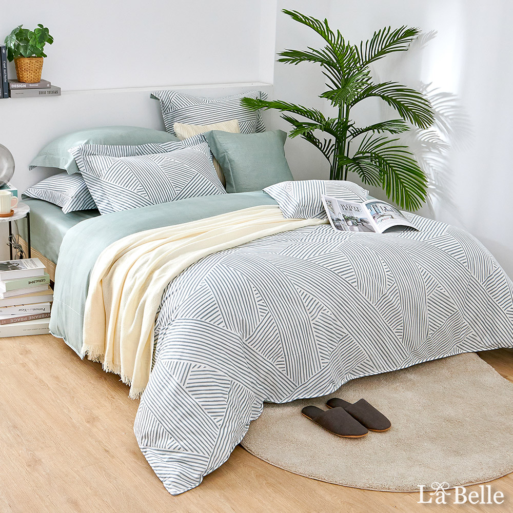 義大利La Belle《線動定律》純棉防蹣抗菌吸濕排汗兩用被床包組