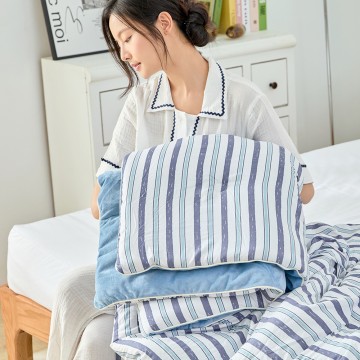 (網路獨家)義大利La Belle《時光軌跡》韓國水洗棉X雲朵絨可水洗溫控好眠冬被--雙人