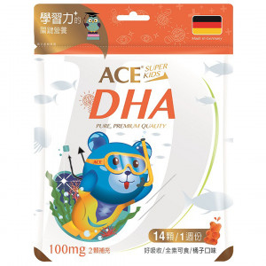 【ACE】SUPER KIDS 學習力DHA軟糖 (39g) (橘子口味14顆入)每日2顆足量