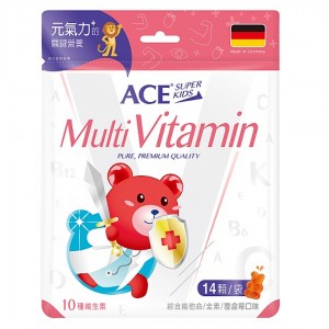 【ACE】SUPER KIDS 綜合維他命軟糖(39.2g)(覆盆莓口味14顆入)