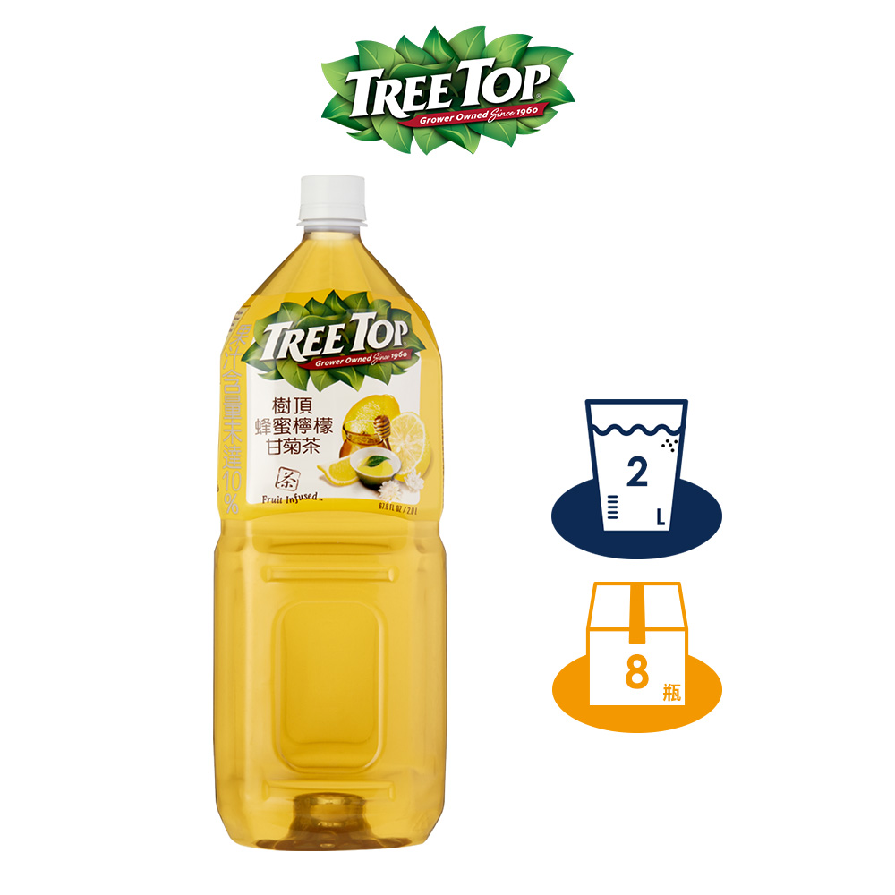 【樹頂】 蜂蜜檸檬甘菊茶、 水蜜桃鳥龍茶 2Lx1箱(共8入)