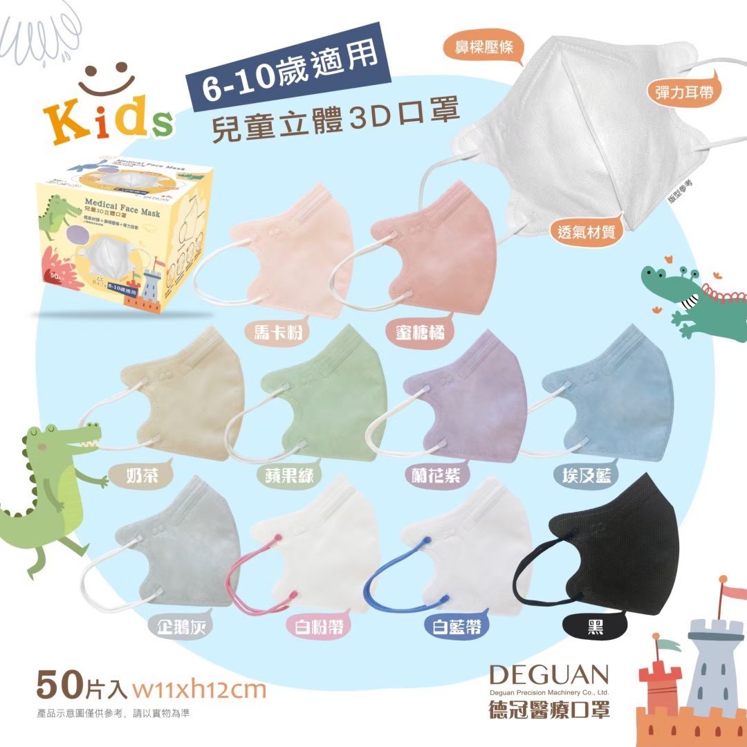 【省荷包市集】德冠 3D立體醫用口罩  六盒組免運 兒童/幼童 50入/盒 六盒以上都免運